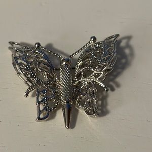 Monet Signed Filigree Silver Tone Butterfly Pin/Brooch Jewelry